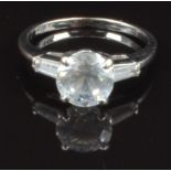 A 14k white gold ring set with cubic zirconia, size M, 2.7g