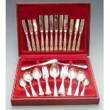 Six place setting silver plated King's pattern canteen of cutlery