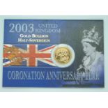 2003 gold half sovereign in Royal Mint Gold Bullion presentation pack