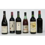 Six bottles of red wine comprising Chateau La Tour St Bonnet Médoc 1989, Cotes du Rhone 2005,