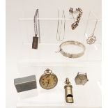 A silver ingot, bracelet and bangle, Winsor watch, Deane & Co whistle, etc
