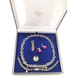 Tiffany & Co silver necklace made up of heart shaped links, Nialaya bracelet, designer pendant set
