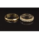 A 9ct gold eternity ring, 1.5g and a 9ct gold and silver ring