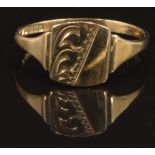 A 9ct gold signet ring, size N, 1.3g