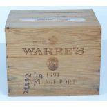 A case of twelve bottles of Warre's 1991 Vintage Port