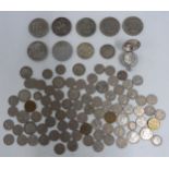 UK coins including 1899 crown, other pre-1947 silver and a hallmarked silver sovereign case