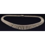 An 18ct gold Cleopatra style necklace made up of alternating textured and smooth links, 57g
