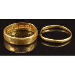 Two 22ct gold wedding bands, one Birmingham 1917, 3.3g