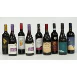 Nine bottles of assorted red wines including two Pinot Noir from Chile 2017 12% vol 75cl, Rosso