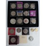 Silver proof Jersey £5 crown, silver Britannia 2006, a collection of modern crowns 1951 onwards, £