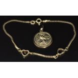 A 9ct gold bracelet and a 9ct gold St Christopher, 5.3g