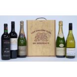 Eight bottles of red and white wine and champagne including Chateau Haut Cantenac Saint-Emilion
