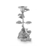 A silver cast 'Root Tree & Klipspringer' candle holder, Patrick Mavros, Harare, 2000