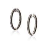 Pair of diamond hoop earrings