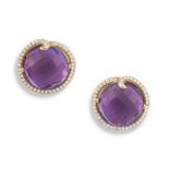 Pair of amethyst and diamond earrings