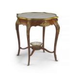 A Louis XVI style marble-topped, kingwood and gilt-metal-mounted occasional table, late 19th/early 2