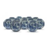 A set of twelve Chinese Export blue and white soup dishes, Qianlong period, 1735-1796