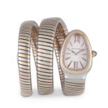 Lady's 18ct rose gold and stainless steel 'Serpenti Tubogas' Bulgari wristwatch, Ref. SP 35 SPG