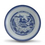 A Chinese Export blue and white dish, Qing Dynasty, 19th century