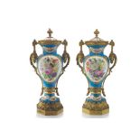 A pair of 'SÃ¨vres' style gilt-metal-mounted two-handled vases and covers, late 19th century