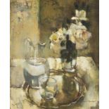 Irmin Henkel; Still Life with Water Jug and Roses