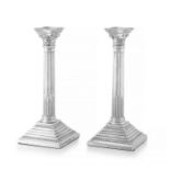 A pair of George V silver Corinthian candlesticks, maker's mark worn, Birmingham, 1933