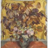 Maud Sumner; Leaves and Flowers in a Grey Jug