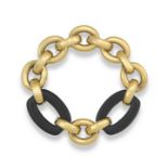 18ct gold and ebony bracelet, 1970s