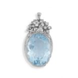 Aquamarine and diamond pendant