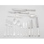 A German silver part flatware service, M H Wilkens & SÃ¶hne, .800 standard