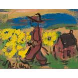 Frans Claerhout; Man in Field of Yellow Flowers