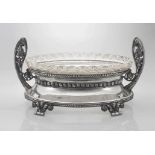 A French silver and glass two-handled centrepiece, Paris, 19th century