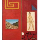 Simon Stone; Red Painting with Dancing Nude