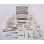 An assembled silver dressing table set, various makers, Birmingham, 1907-1912, Chester, 1910-1912