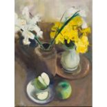 Louis van Heerden; Still Life with Irises, Daffodils and Apples