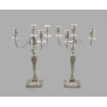 A pair of silver-plated four-light candelabra, Z Barraclough & Sons, Leeds