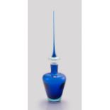 A Murano Seguso Sommerso blue, turquoise and clear glass decanter and stopper, in the manner of Flav