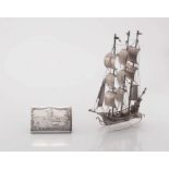 A Dutch silver novelty model of a ship, 1814-1953, .833 standard