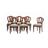 A set of six Victorian walnut side/dining chairs