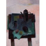 Susan Helm Davies; Dark Still Life with Coffee Pot