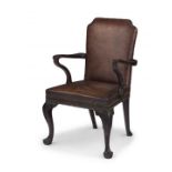 A George II style mahogany shepherd's crook armchair