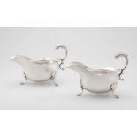 A pair of George II silver sauce boats, maker's initials D.B.R.M., London, 1752