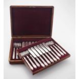 A set of twelve silver-plated fish knives and forks, Harrison Brothers & Howson, early 20th century