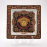 A Rosenthal Versace red, gilt and black 'Medusa' pattern dish, 20th century
