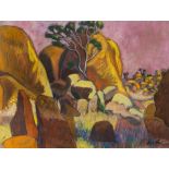 Nicky Leigh; Malolotja Rocks (Swaziland), Sunset, recto; Landscape with Pawpaw Trees, Unfinished, ve