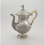 A George IV silver hot water jug, Hyam Hyams, London, 1828