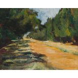 Florence Zerffi; Landscape with Tree-lined Road