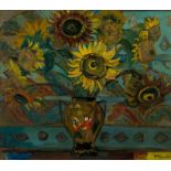 Alice Tennant; Still Life with Sunflowers in a Dutch Vase (recto); Landscape with Flowering Tree (Un