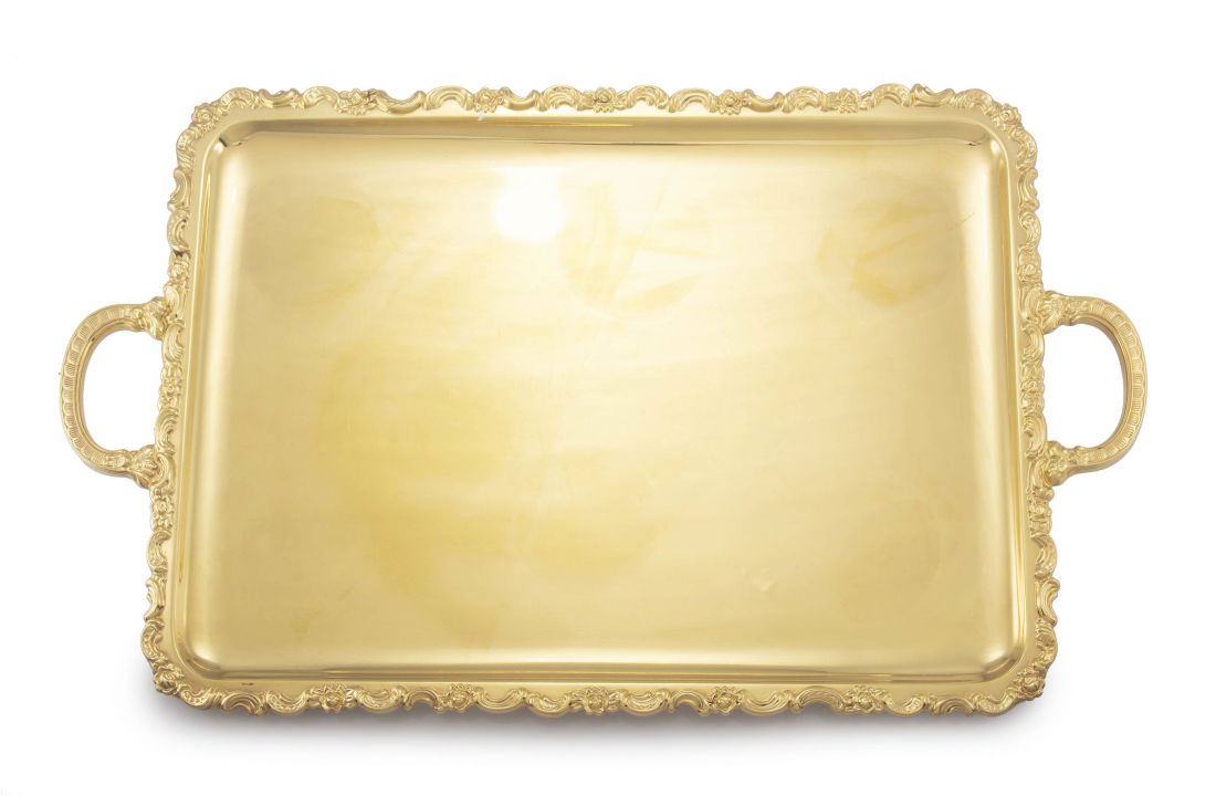 A German gilt-plated two-handled tray, KÃ¼hn, 20th century