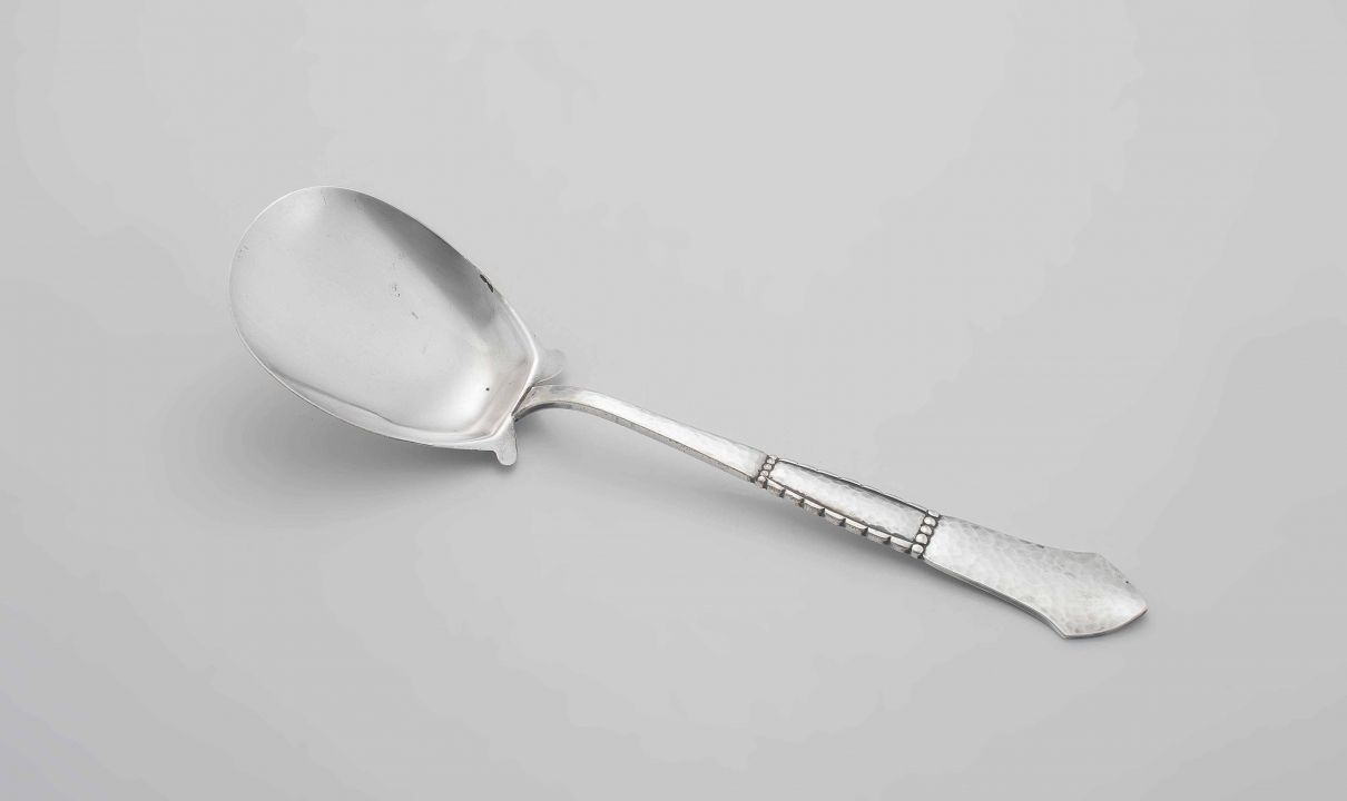 A Danish silver-plated serving spoon, early 20th century